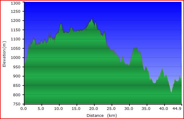 Vertical profile of my second day out. Including Naas Fire Trail, Old Boboyan Road and Boboyan.